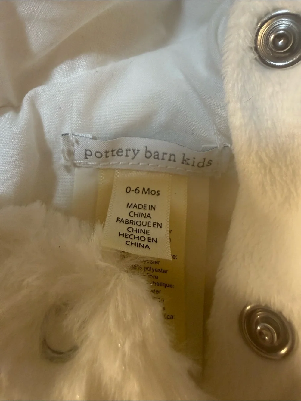 Pottery Barn Kids Unicorn Faux Fur Costume Romper 0-6M White Plush Hooded - Picture 4 of 11